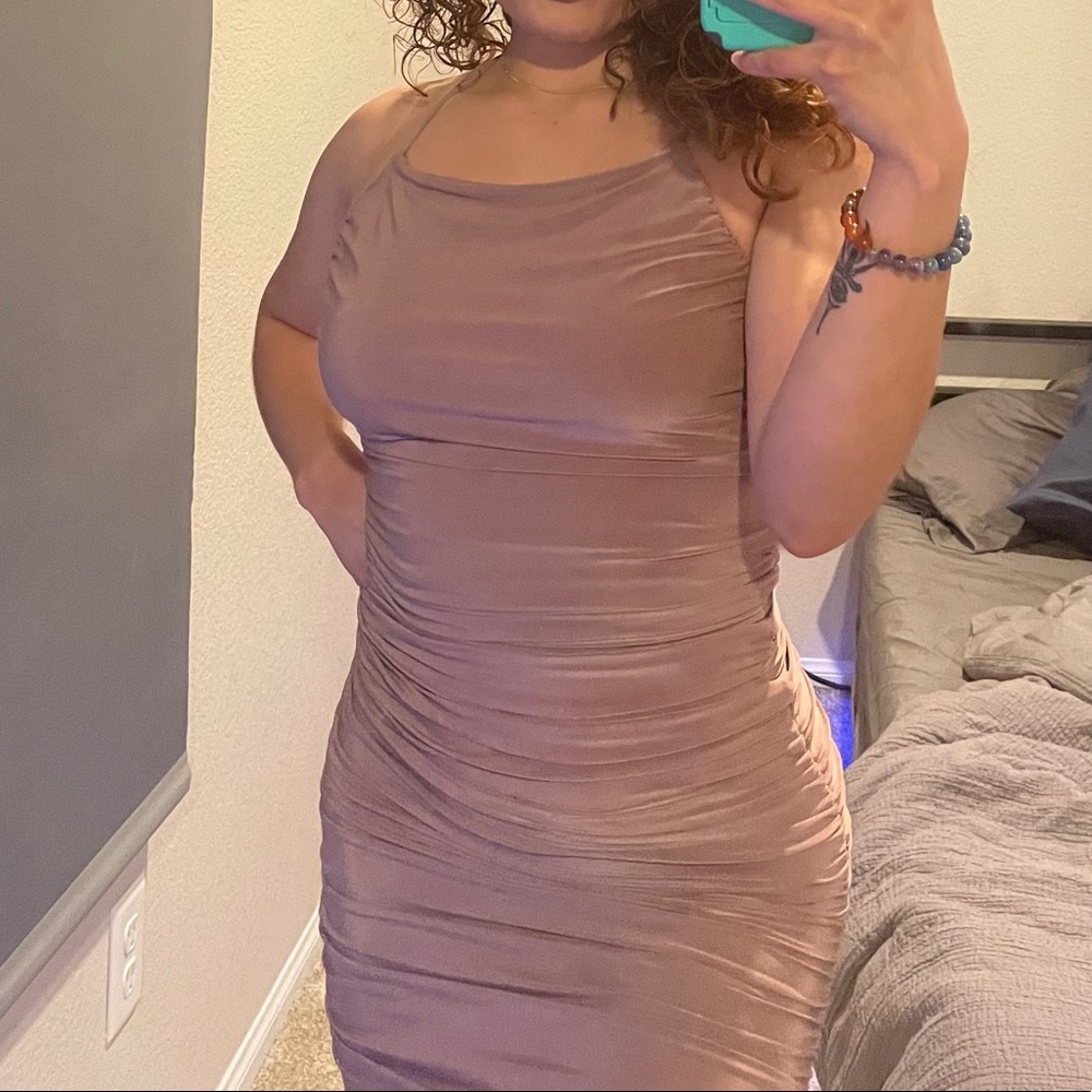 Ruched Brownish Pinkish Dress